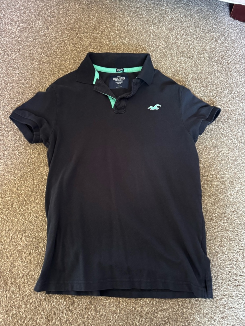 Hollister Black Polo with Teal Accent